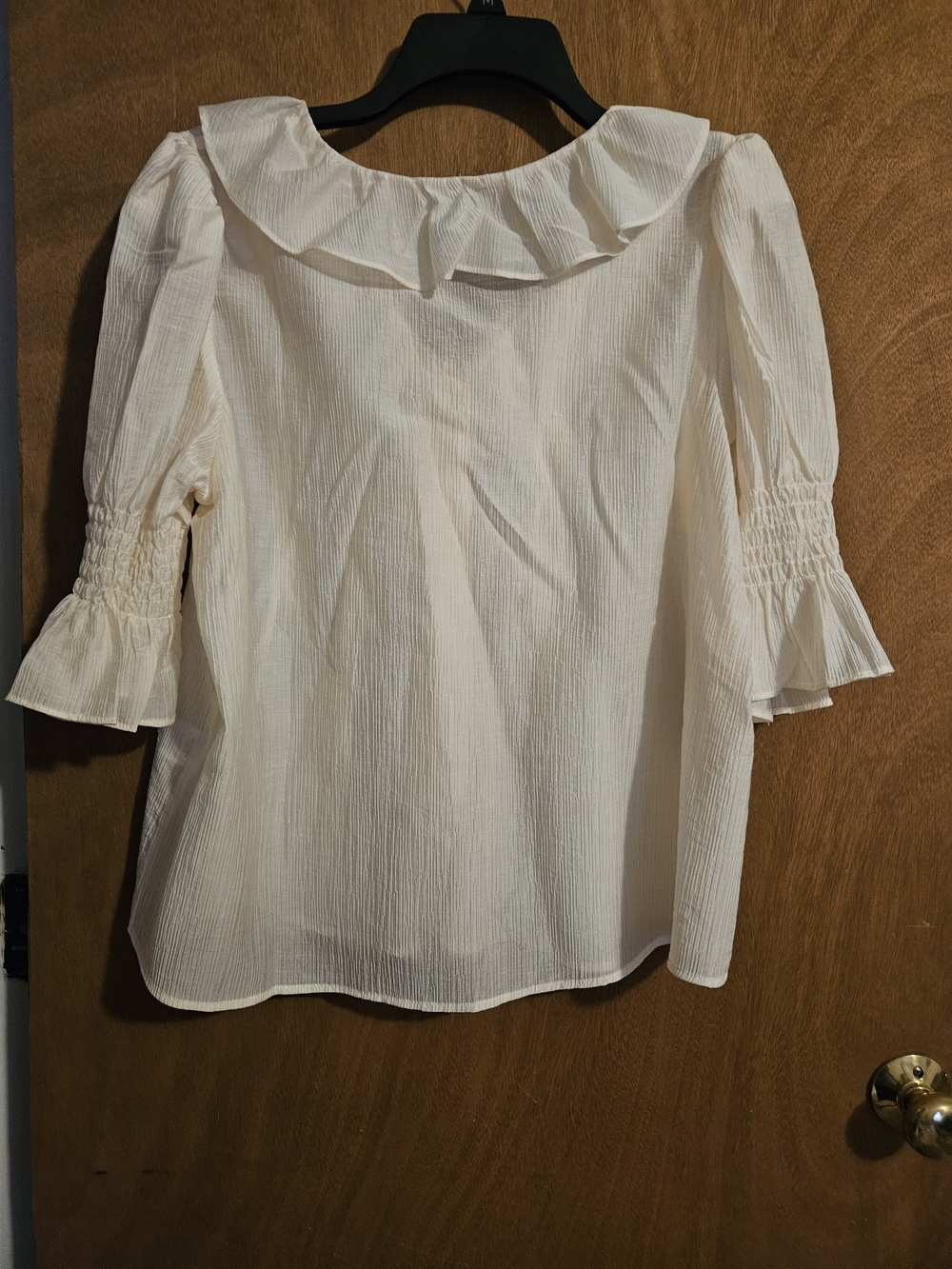Laura Ashley Cream Ruffled Button-Front Blouse - Picture 2 of 2